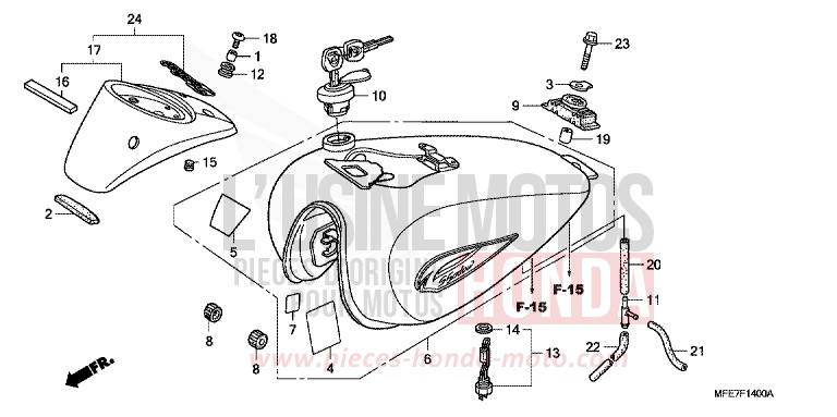 FUEL TANK for Shadow Aero CANDY BLAZE ORANGE (YR196) from 2010